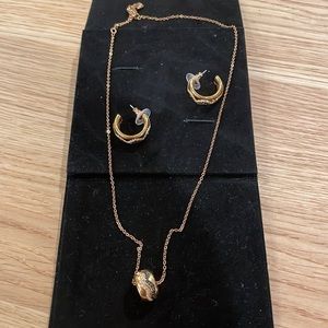 Swarovski Gold Hoops and Necklace Set